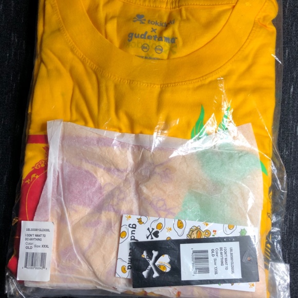 Tokidoki Gudetama "I Don't Want to Do Anything"  Gold Yellow Shirt XXXL - Picture 2 of 8
